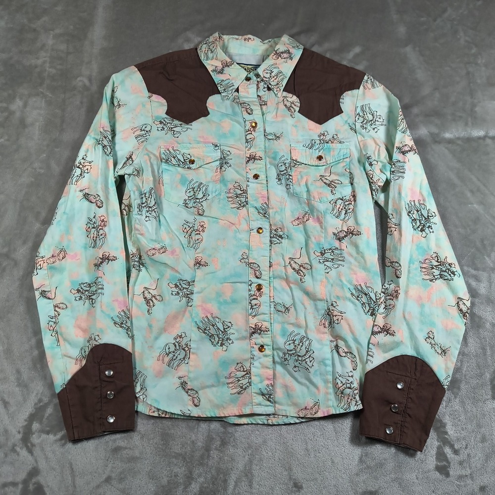 Vintage Shyanne Western Shirt Mens Medium Cowboy Snap Button Up Cacti